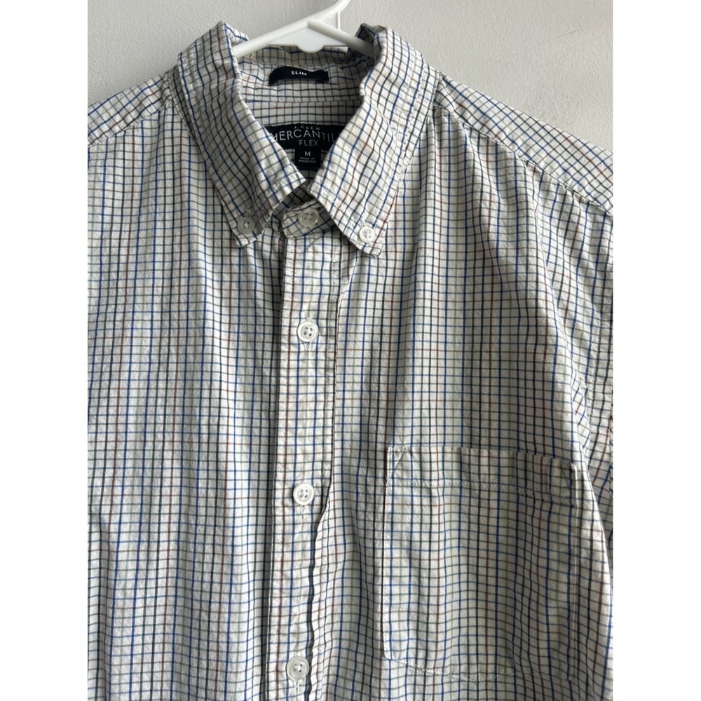 J.Crew Off White Multicolor Plaid Button Down Shirt Mens Medium Slim Fit - Picture 2 of 9